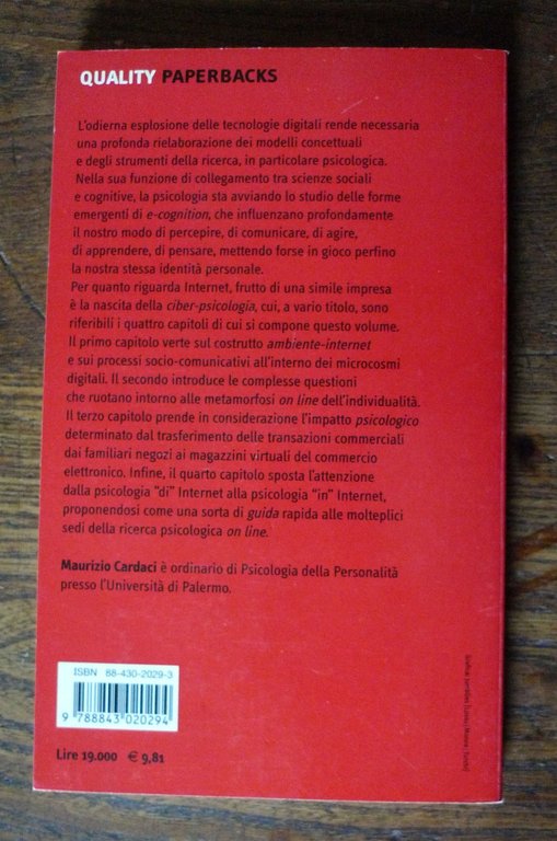 Cardaci,CIBER-PSICOLOGIA.Esplorazioni cognitive di Internet,2001 Carocci