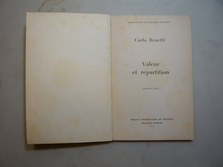 Carlo Benetti,VALEUR ET REPARTITION,Grenoble, 1976