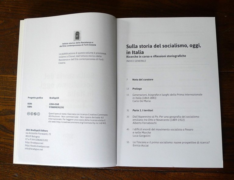 Carlo De Maria,SULLA STORIA DEL SOCIALISMO,OGGI,IN ITALIA,2015 BraDypUS[Clionet