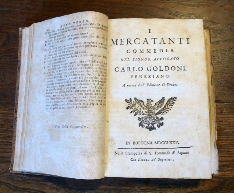 CARLO GOLDONI,COMMEDIE,1762-1794 Bologna Stamperia di San Tommaso d'Aquino