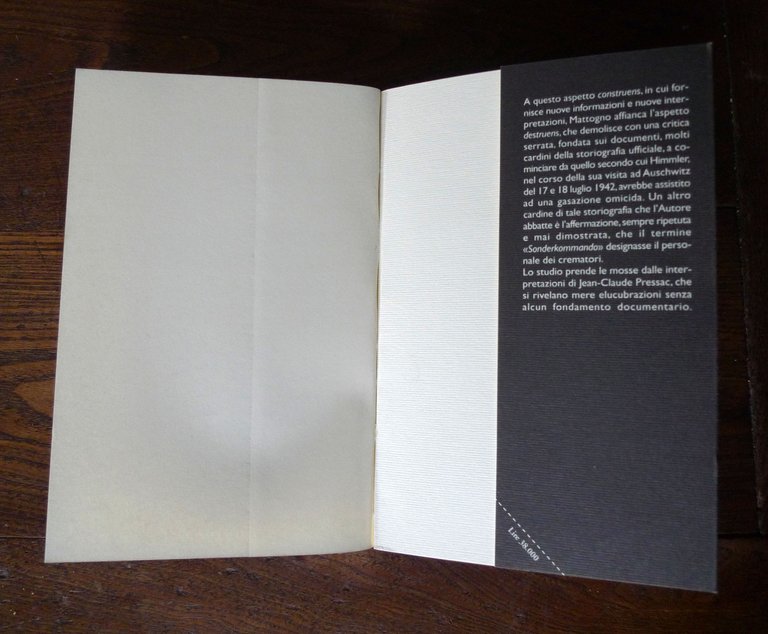 Carlo Mattogno,"SONDERBEHANDLUNG" AD AUSCHWITZ.Genesi e significato,2001 Edizioni di Ar