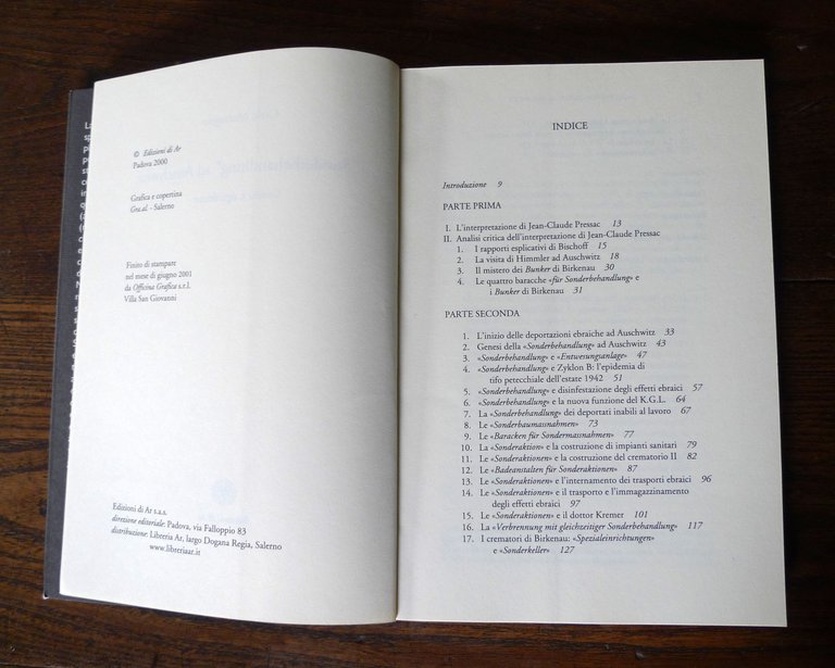 Carlo Mattogno,"SONDERBEHANDLUNG" AD AUSCHWITZ.Genesi e significato,2001 Edizioni di Ar