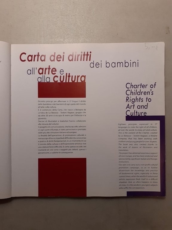 CARTA DEI DIRITTI DEI BAMBINI ALL’ARTE E ALLA CULTURA,Teatro Testoni …