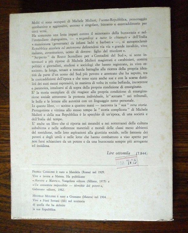 Casalino,LA VERA STORIA DI MICHELE MULIERI'82 Galzerano[Repubblica Piani Sottani