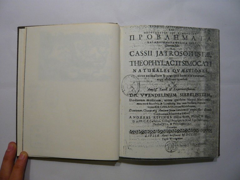Cassius, Theophylactus,NATURALES QUAESTIONES,1653[anastatica