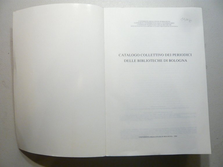 CATALOGO COLLETTIVO DEI PERIODICI DELLE BIBLIOTECHE DI BOLOGNA, Torino 1984