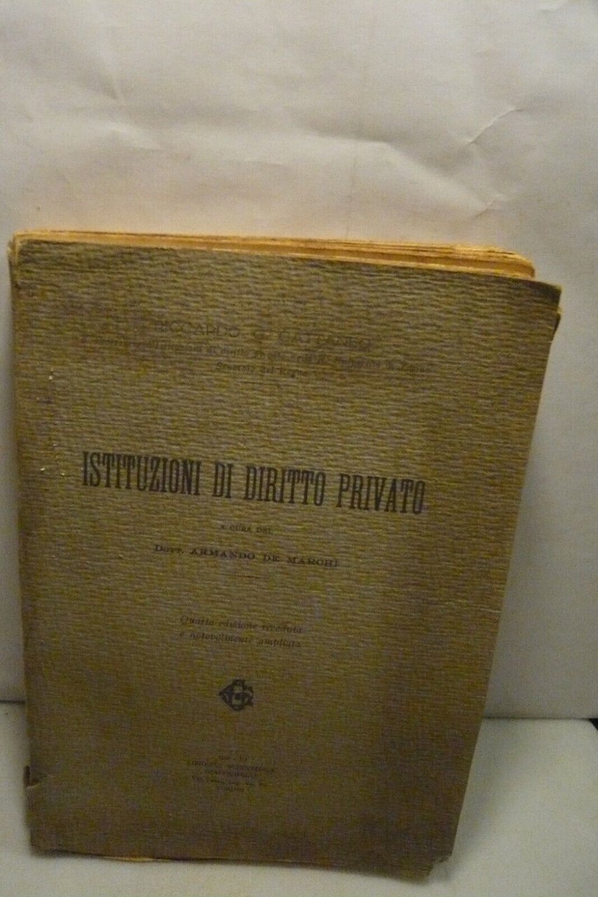 Cattaneo,ISTITUZIONI DI DIRITTO PRIVATO,Giappichelli, Torino, 1928