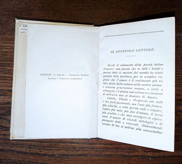 Catullo,Tibullo,Properzio,CARMINA,1929 Barbera[poesia latina