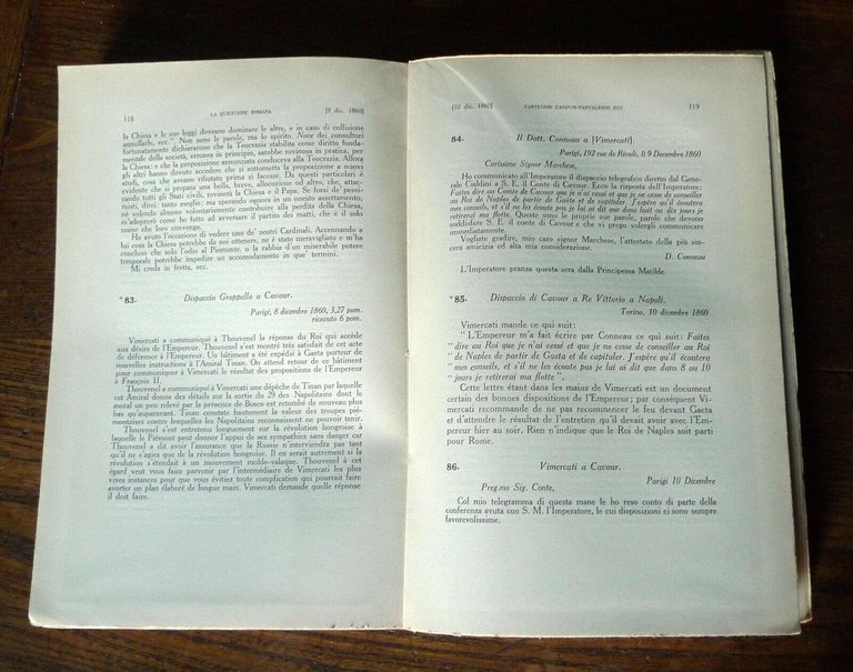 CAVOUR,LA QUESTIONE ROMANA NEGLI ANNI 1860-1861.CARTEGGIO,1929 Zanichelli[storia