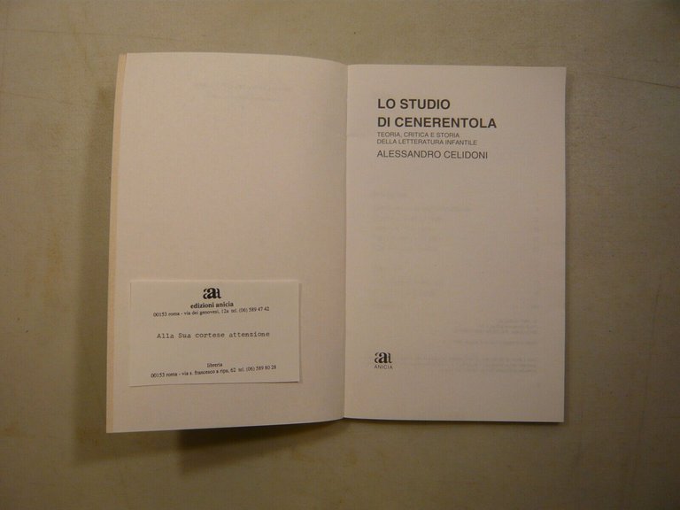 Celidoni,LO STUDIO DI CENERENTOLA,Anicia 1997[letteratura infantile