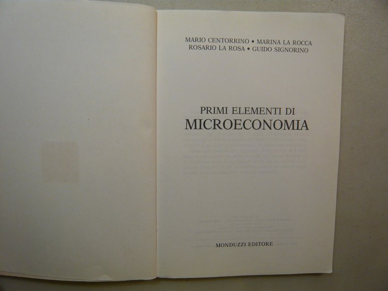 Centorrino,La Rocca,PRIMI ELEMENTI DI MICROECONOMIA Monduzzi 1992
