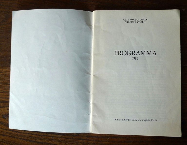 CENTRO CULTURALE VIRGINIA WOOLF,PROGRAMMA 1984[Università delle donne,femminismo
