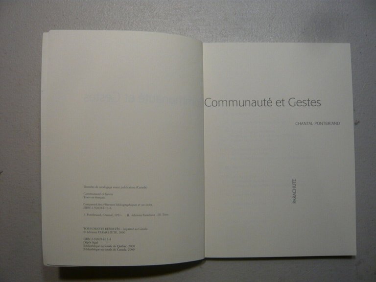 Chantal Pontbriand,COMMONAUTE' ET GESTES, Parachute,Canada,2000[critica d'arte