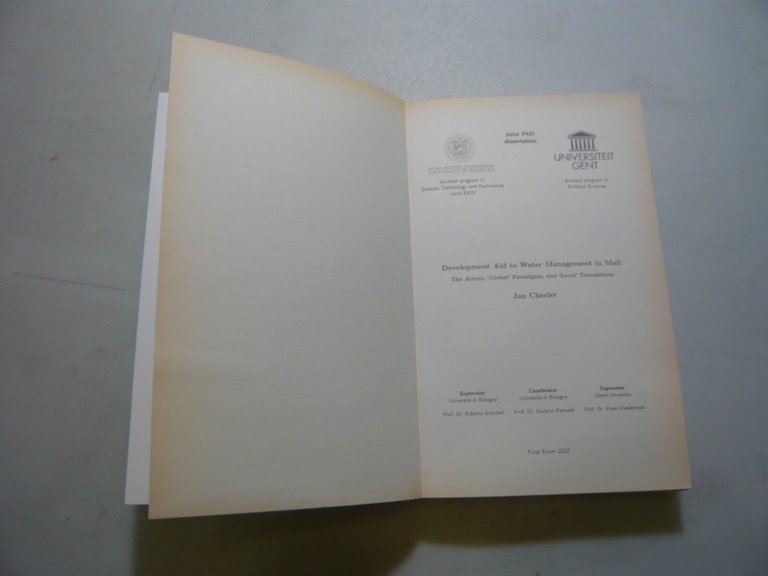 Cherlet, DEVELOPMENT AID TO WATER MANAGEMENT IN MALI,2012