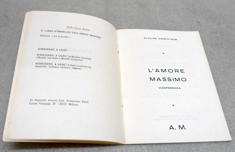 Claude Dominique,L’AMORE MASSIMO(CONFERENZA),1971 AM[religione