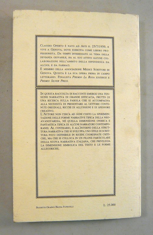 Claudio Operto,CATTIVE AZIONI,1993 Tracce[narrativa italiana contemporanea
