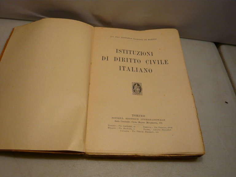 Cognetti de Martiis ISTITUZIONI DI DIRITTO CIVILE ITALIANO,Torino, 1924