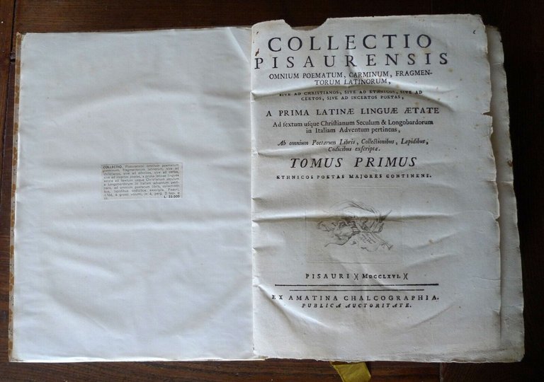 COLLECTIO PISAURENSIS.6 VOLL.,1766 Pesaro,[ANTOLOGIA LETTERATURA LATINA