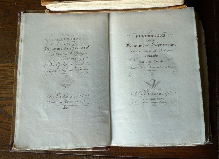 COLLEZIONE DEI MONUMENTI SEPOLCRALI DEL CIMITERO DI BOLOGNA,1825 Zecchi[CERTOSA