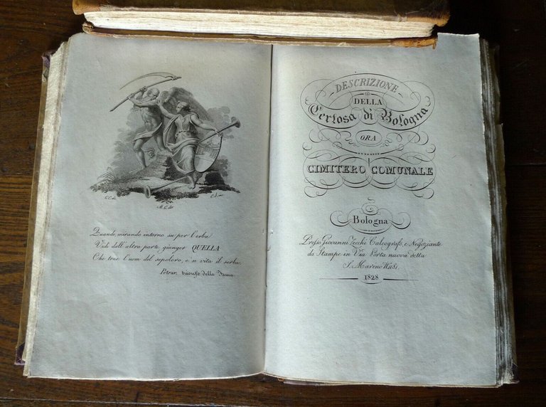 COLLEZIONE DEI MONUMENTI SEPOLCRALI DEL CIMITERO DI BOLOGNA,1825 Zecchi[CERTOSA