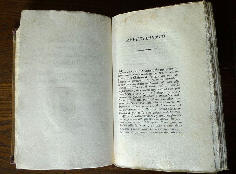 COLLEZIONE DEI MONUMENTI SEPOLCRALI DEL CIMITERO DI BOLOGNA,1825 Zecchi[CERTOSA