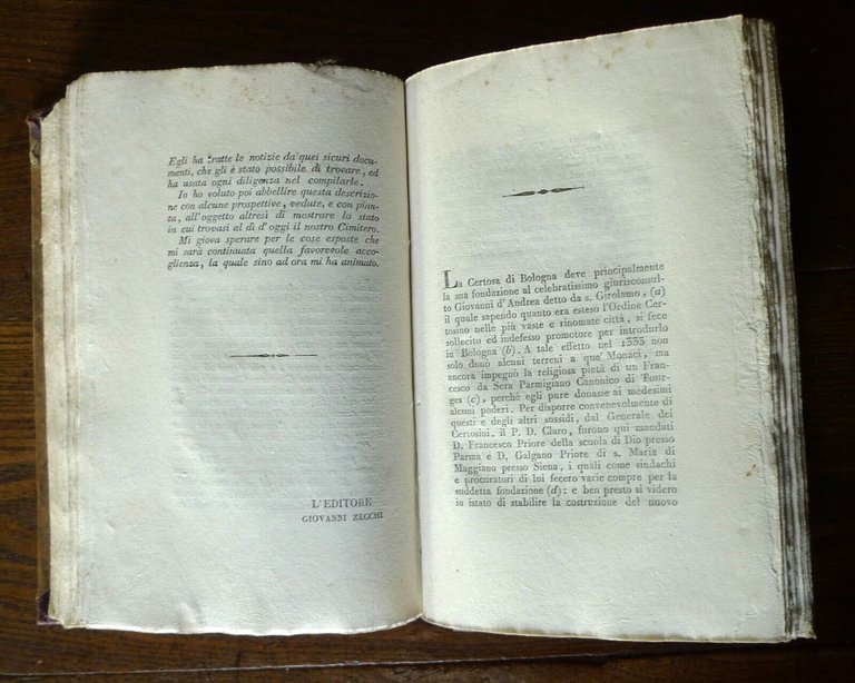 COLLEZIONE DEI MONUMENTI SEPOLCRALI DEL CIMITERO DI BOLOGNA,1825 Zecchi[CERTOSA