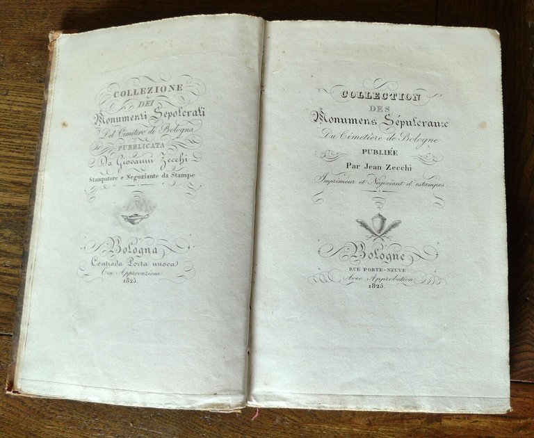COLLEZIONE DEI MONUMENTI SEPOLCRALI DEL CIMITERO DI BOLOGNA,1825 Zecchi[CERTOSA