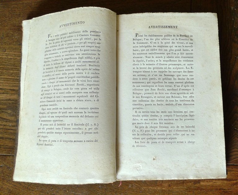 COLLEZIONE DEI MONUMENTI SEPOLCRALI DEL CIMITERO DI BOLOGNA,1825 Zecchi[CERTOSA