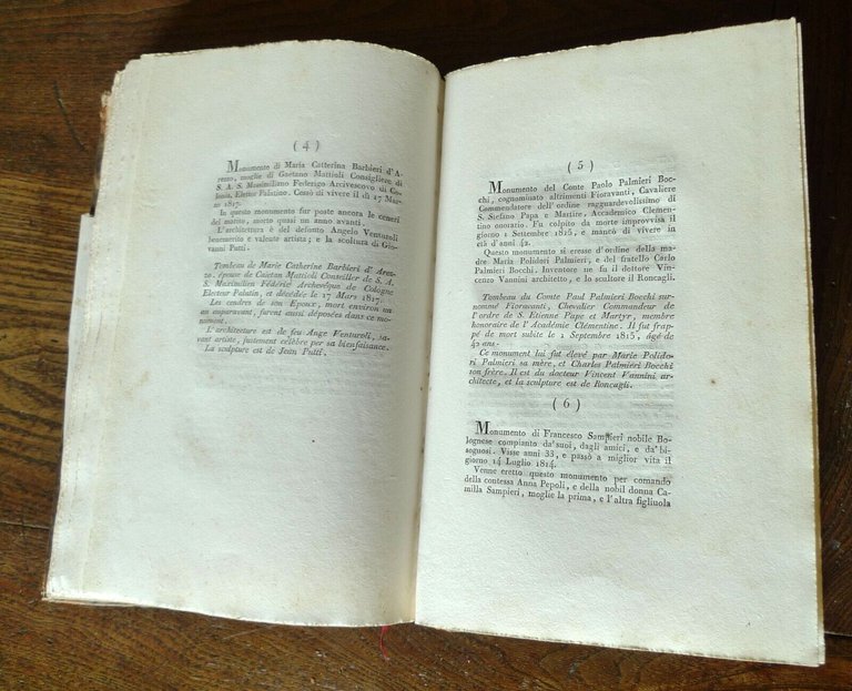 COLLEZIONE DEI MONUMENTI SEPOLCRALI DEL CIMITERO DI BOLOGNA,1825 Zecchi[CERTOSA