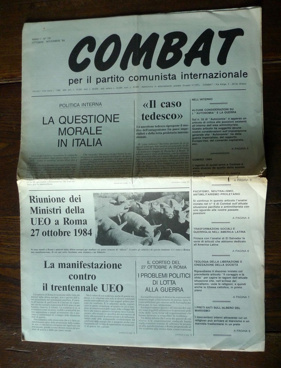 COMBAT PER IL PARTITO COMUNISTA INTERNAZIONALE ANNO I N.7/8 1984[PCINT