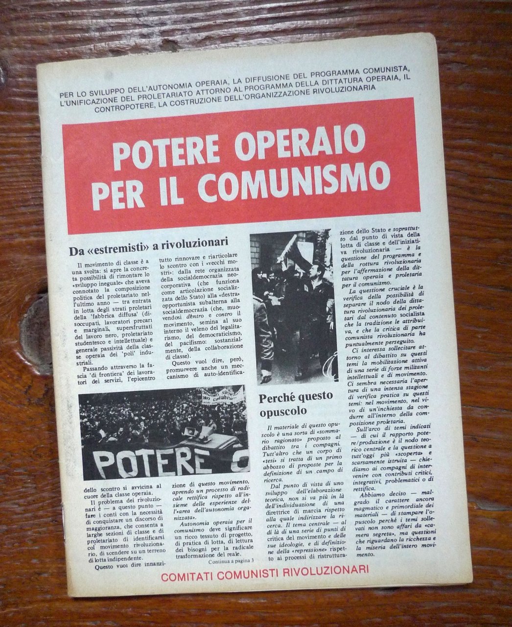 Comitati Comunisti Rivoluzionari,POTERE OPERAIO PER IL COMUNISMO,1977[autonomia