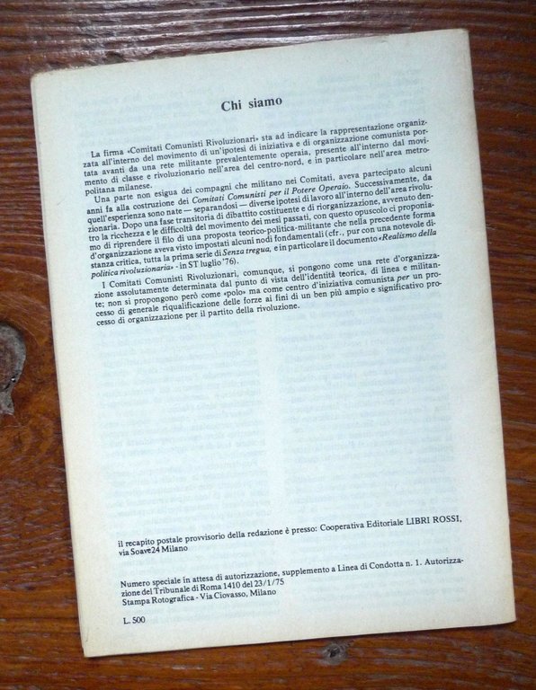 Comitati Comunisti Rivoluzionari,POTERE OPERAIO PER IL COMUNISMO,1977[autonomia