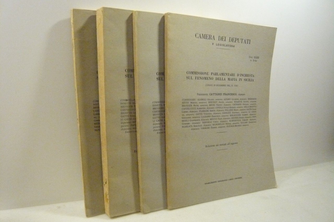 COMMISSIONE PARLAMENTARE D’INCHIESTA SUL FENOMENO DELLA MAFIA IN SICILIA,4 voll.