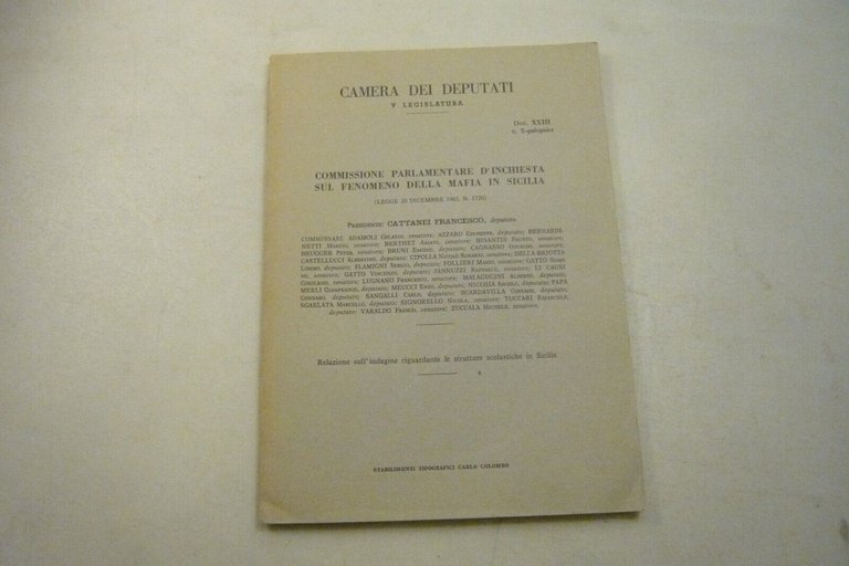 COMMISSIONE PARLAMENTARE D’INCHIESTA SUL FENOMENO DELLA MAFIA IN SICILIA,4 voll.
