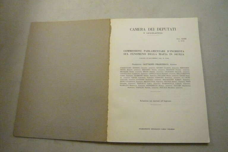 COMMISSIONE PARLAMENTARE D’INCHIESTA SUL FENOMENO DELLA MAFIA IN SICILIA,4 voll.