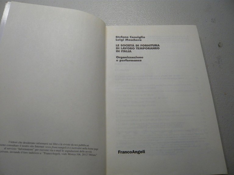 Consiglio,Moschera,LE SOCIETA’ DI FORNITURA DI LAVORO TEMPORANEO IN ITALIA, 2001