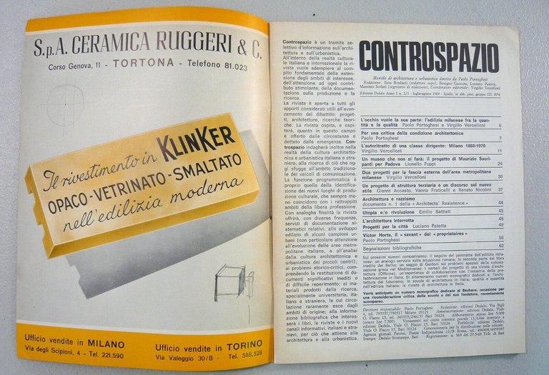 CONTROSPAZIO.Mensile di architettura e urbanistica n.2-3 1969[EDILIZIA MILANESE