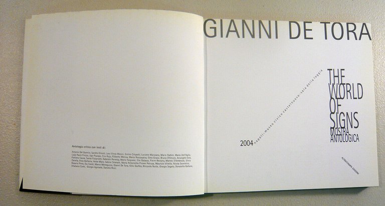 Corbi,GIANNI DE TORA.THE WORLD OF SIGNS.Mostra antologica,2004[arte,catalogo