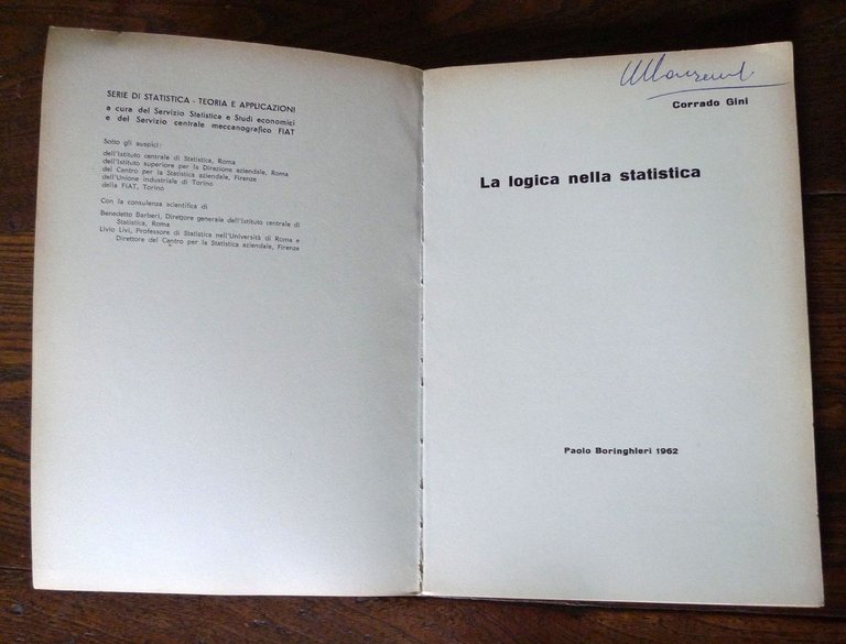 Corrado Gini,LA LOGICA NELLA STATISTICA,1962 Boringhieri
