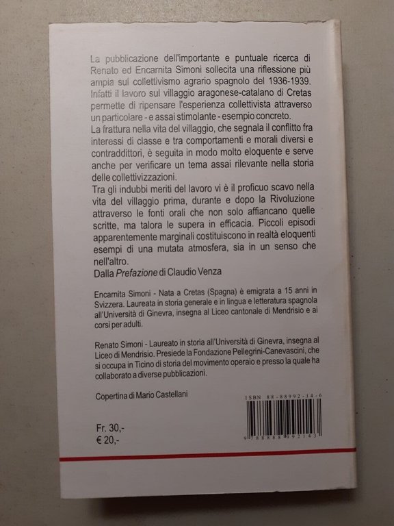CRETAS.Autogestione nella Spagna repubblicana,Edizioni La Baronata 2005