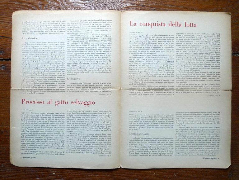 CRONACHE OPERAIE 15 Ottobre 1963[operaismo,Faina,Mario Tronti,Toni Negri | Immagine Gallery 3
