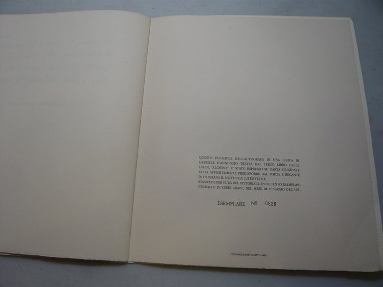 D’Annunzio,LA MORTE DEL CERVO,Vittoriale 1991[fac-simile numerato