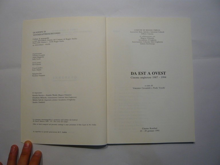 DA EST AD OVEST CINEMA UNGHERESE 1987 - 1994, Reggio …