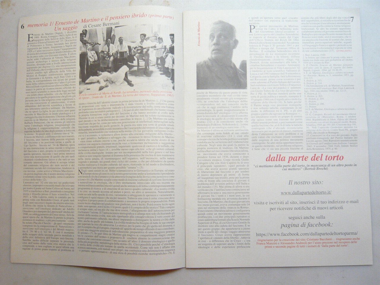 DALLA PARTE DEL TORTO,Parma, 2017-2021[rivista di politica,cultura,società