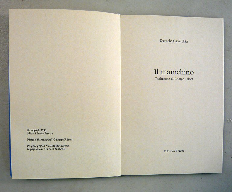 Daniele Cavicchia,IL MANICHINO,1993 Tracce[poesia contemporanea