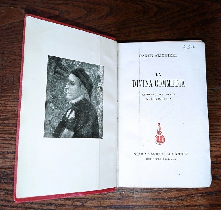 DANTE ALIGHIERI,LA DIVINA COMMEDIA,1944 Zanichelli[TESTO CRITICO M.Casella