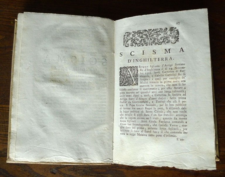 Davanzati,SCISMA D'INGHILTERRA CON ALTRE OPERETTE,1754 Comino[storia,Toscana