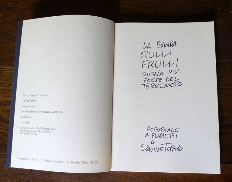 Davide Toffolo,LA BANDA RULLI FRULLI SUONA PIÙ FORTE DEL TERREMOTO,2016[fumetti