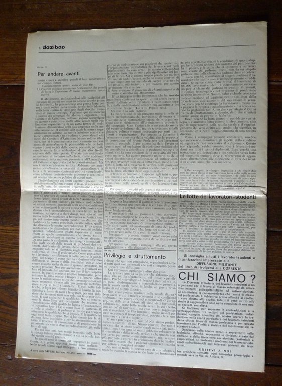 DAZIBAO.Giornale di lotta,numero unico gen.1971[movimento,Dario Fo