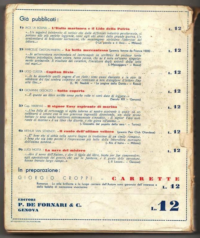 de Rysky,CROCE E SPADE,De Fornari 1934[LIBRI DEL MARE,LEGA NAVALE ITALIANA